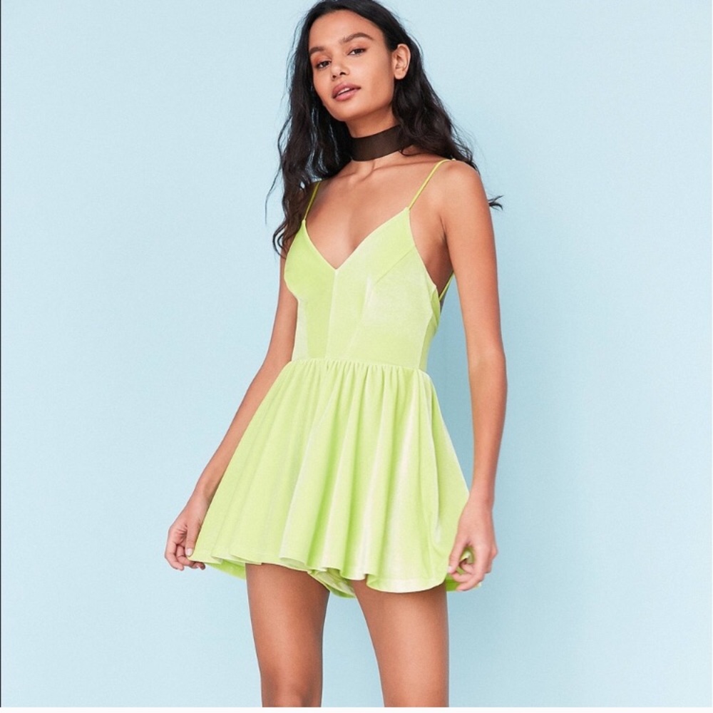 Neon Green Velvet Romper